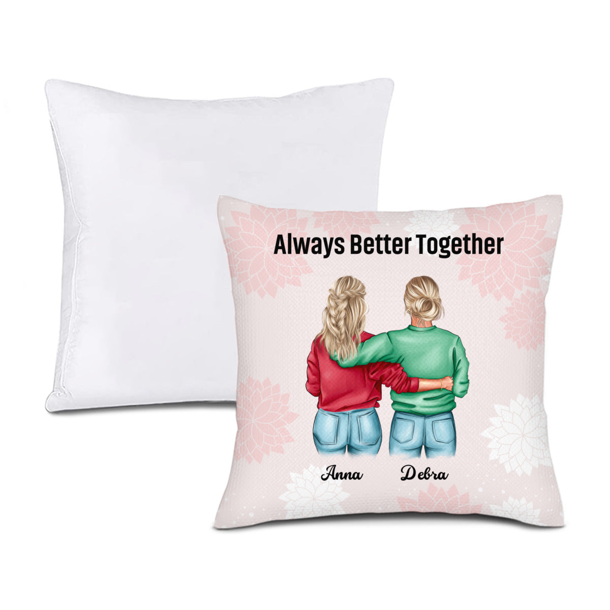 Juntos siempre es mejor: almohada personalizada para tu mejor amiga