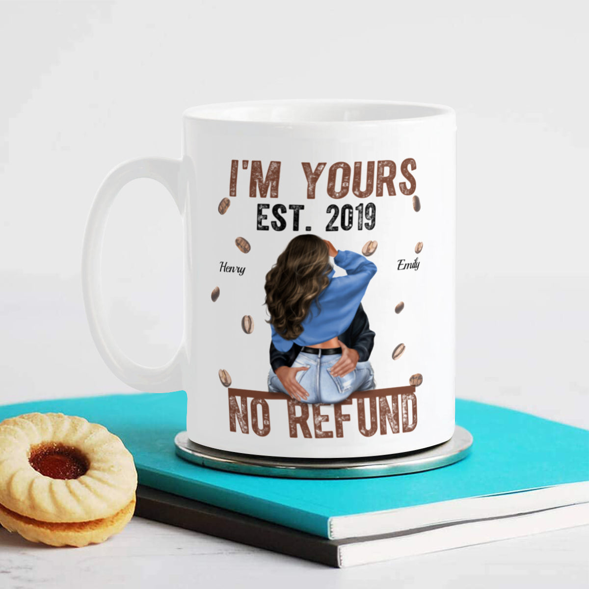 Soy tuyo. Sin reembolso: regalo de taza personalizado para esposo o novio