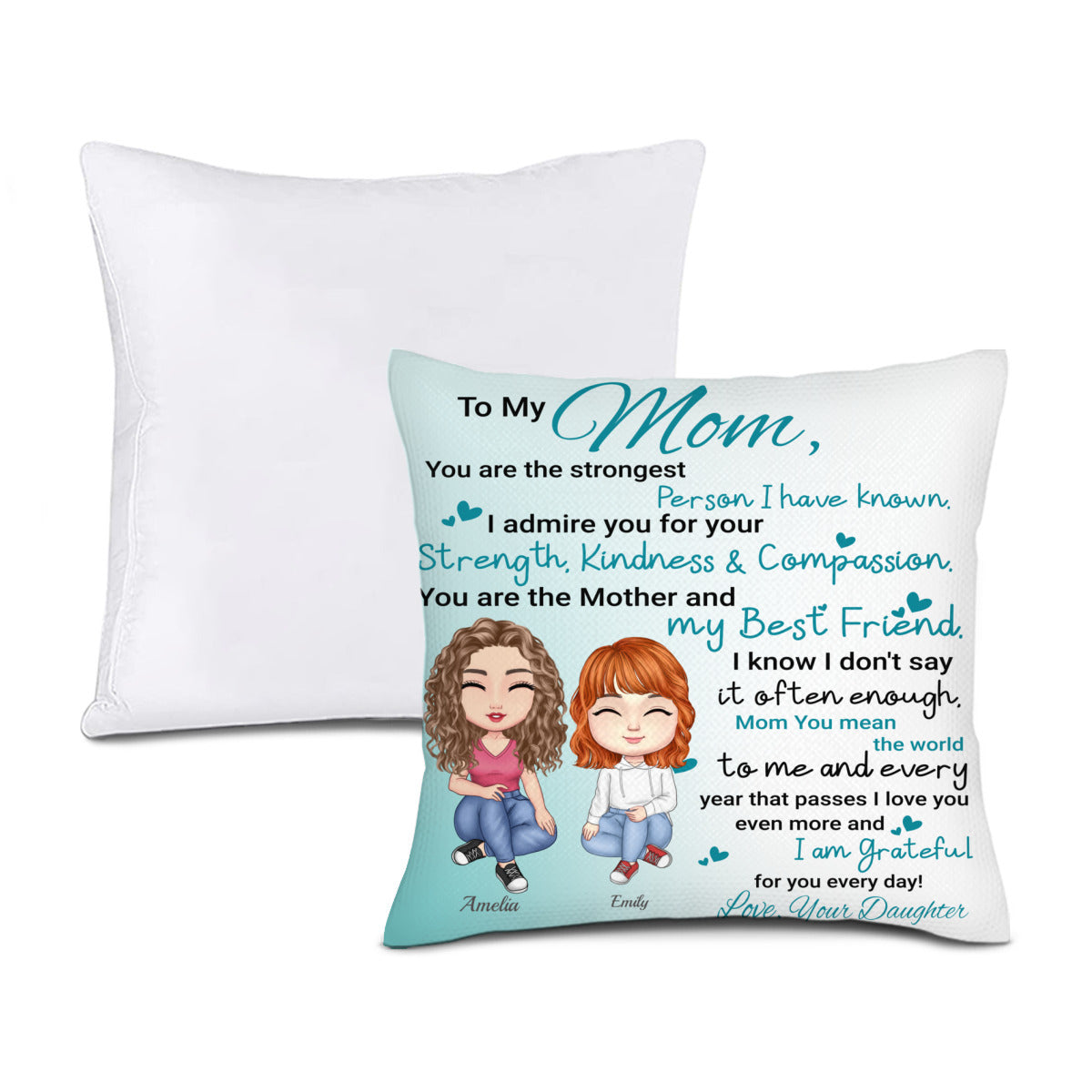 Admiro tu fuerza: almohada personalizada como regalo para mamá de parte de mi hija