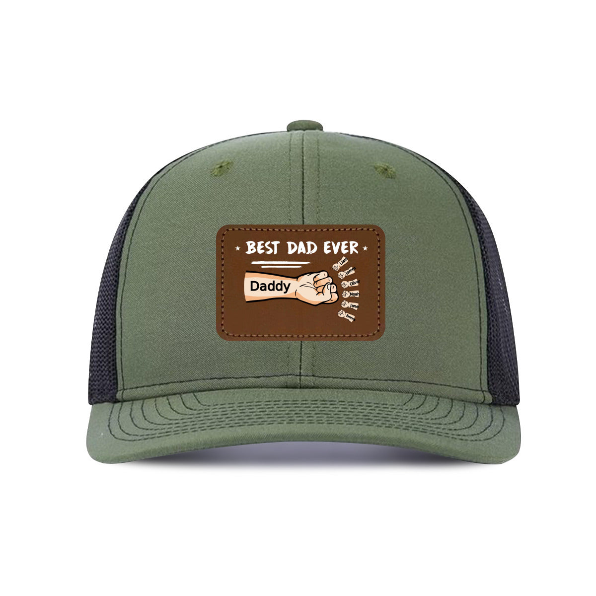 Best Dad Ever Fist Bump- Custom Hats With Leather Patch For Dad