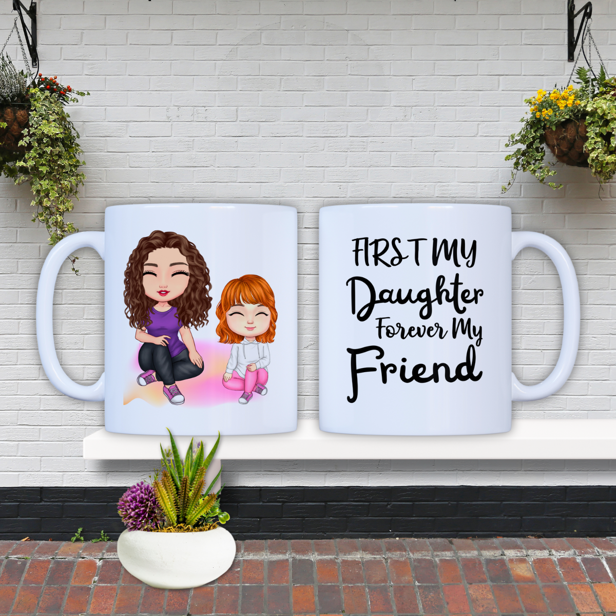 D’abord ma fille pour toujours mon cadeau de tasse personnalisé ami pour fille