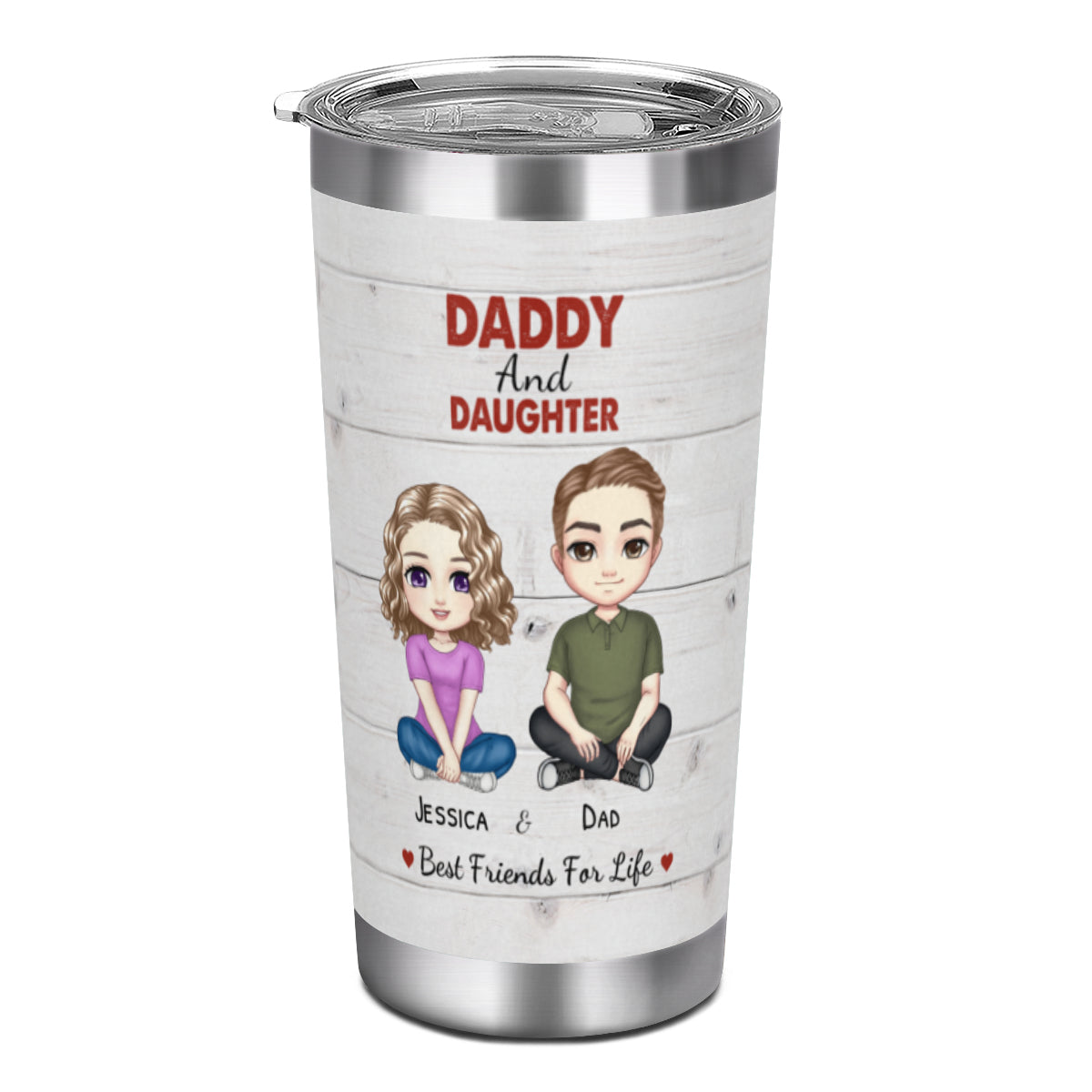 Papá e hija. Mejores amigos para toda la vida. Vaso personalizado para papá