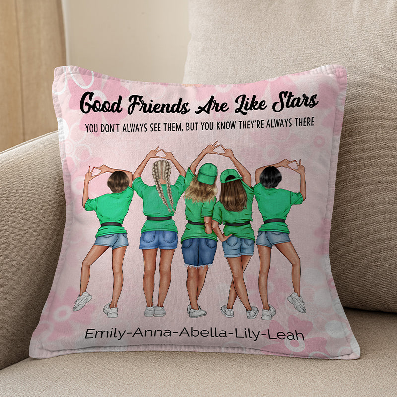 Los buenos amigos son como las estrellas: almohada personalizada para mejores amigos