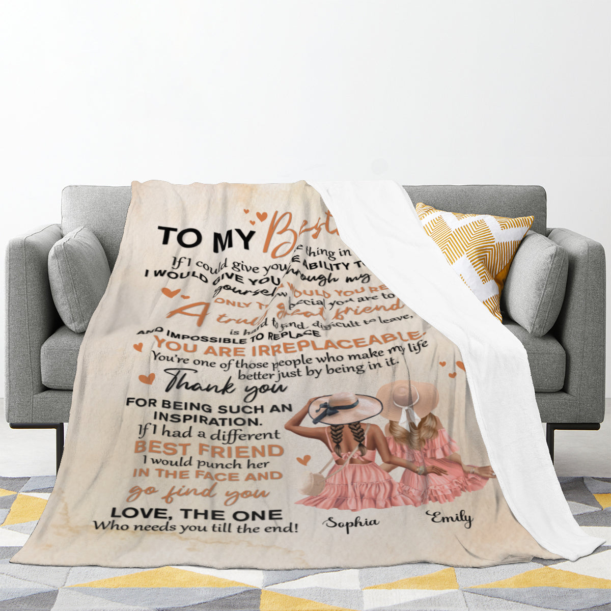 To My Bestie You Are Irreplaceable-Custom Blanket for Bestie