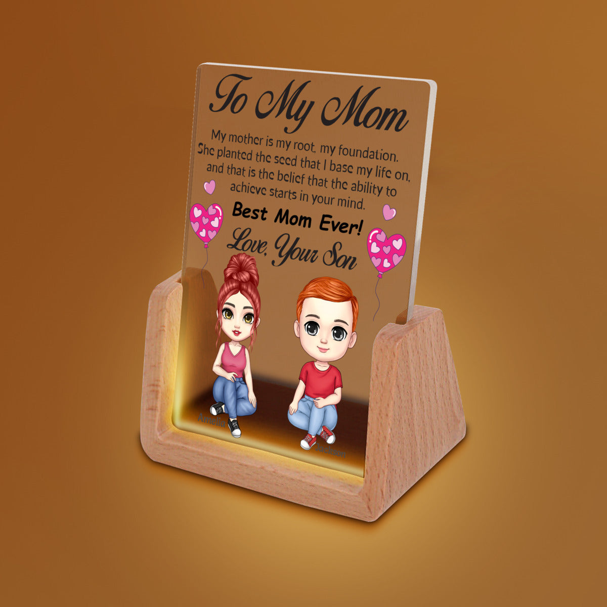 My Mother is My Root- Personalized Acrylic Plaque Night Light For Mom