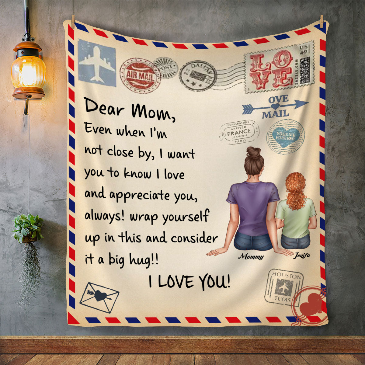 Personalized Vintage Postcard Flannel Blanket - The Perfect Gift for Mom