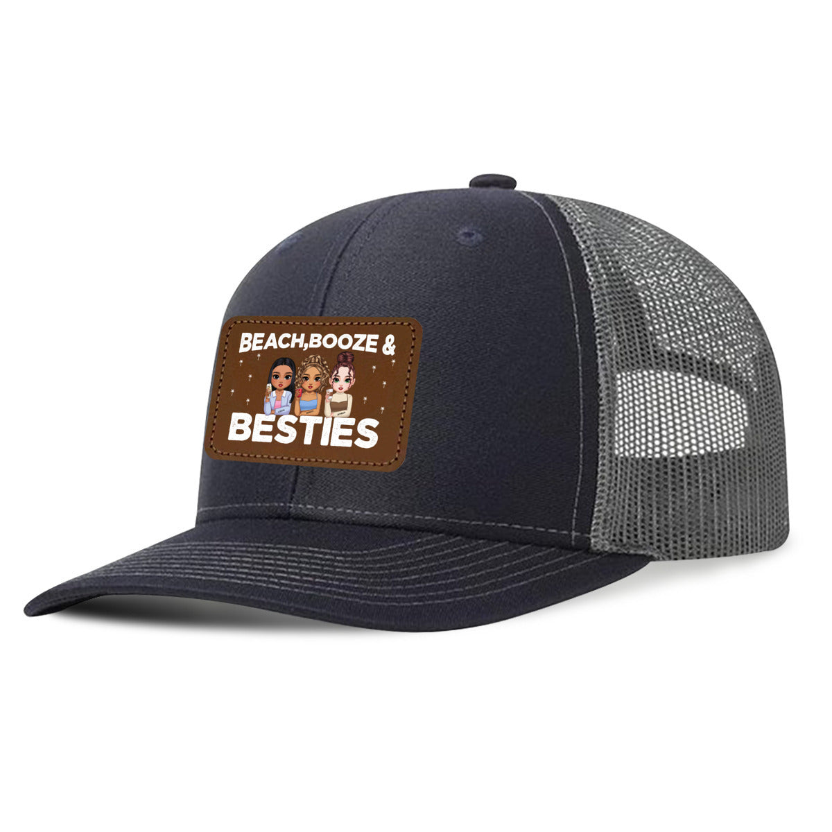 Beach, Booze＆Besties-Custom Leather Patch Hat for Besties