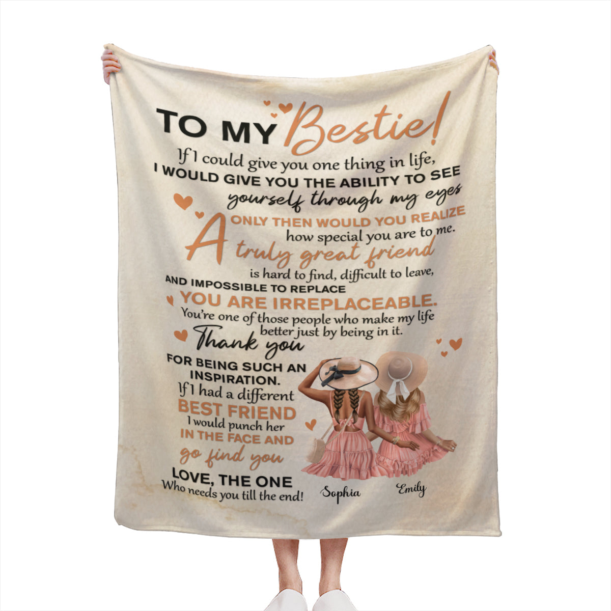 To My Bestie You Are Irreplaceable-Custom Blanket for Bestie