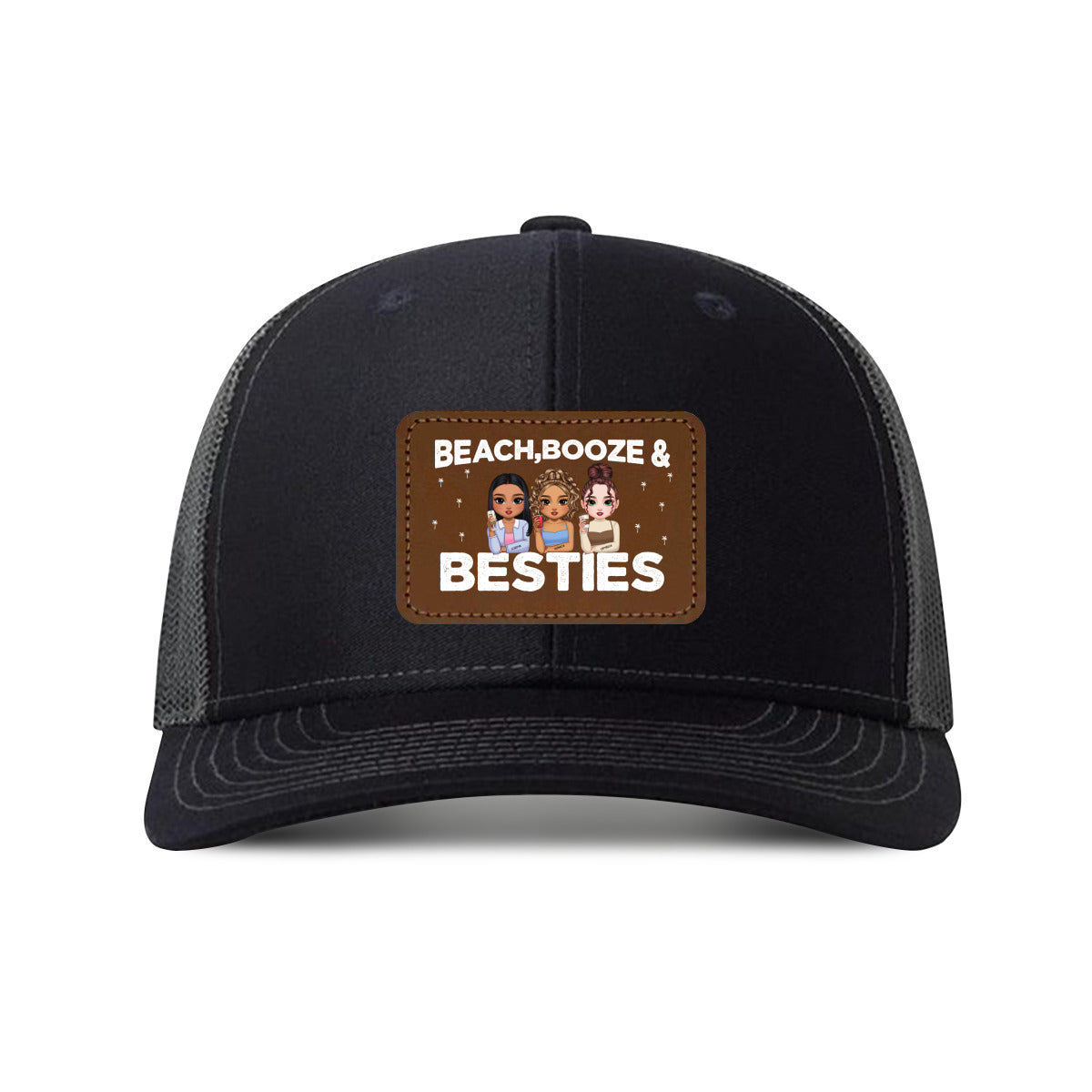 Beach, Booze＆Besties-Custom Leather Patch Hat for Besties