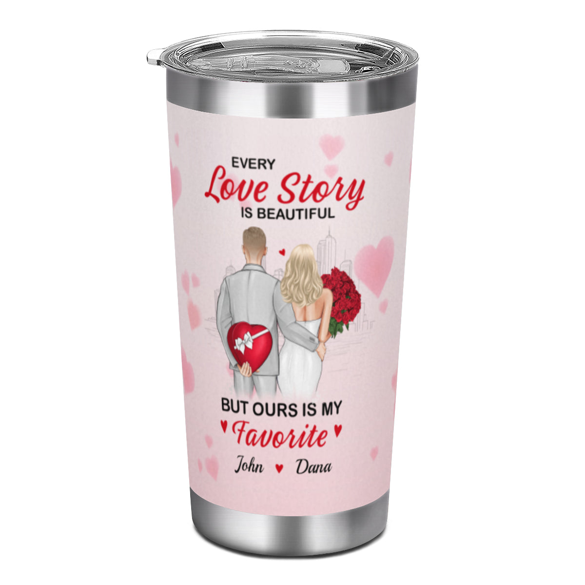 Nuestra historia de amor: vaso personalizado para aniversario o boda para pareja o amante