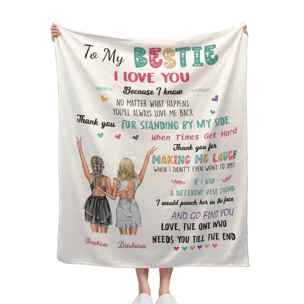 Thank You for Standing by My Side When Times Get Hard-Custom Blanket for Bestie