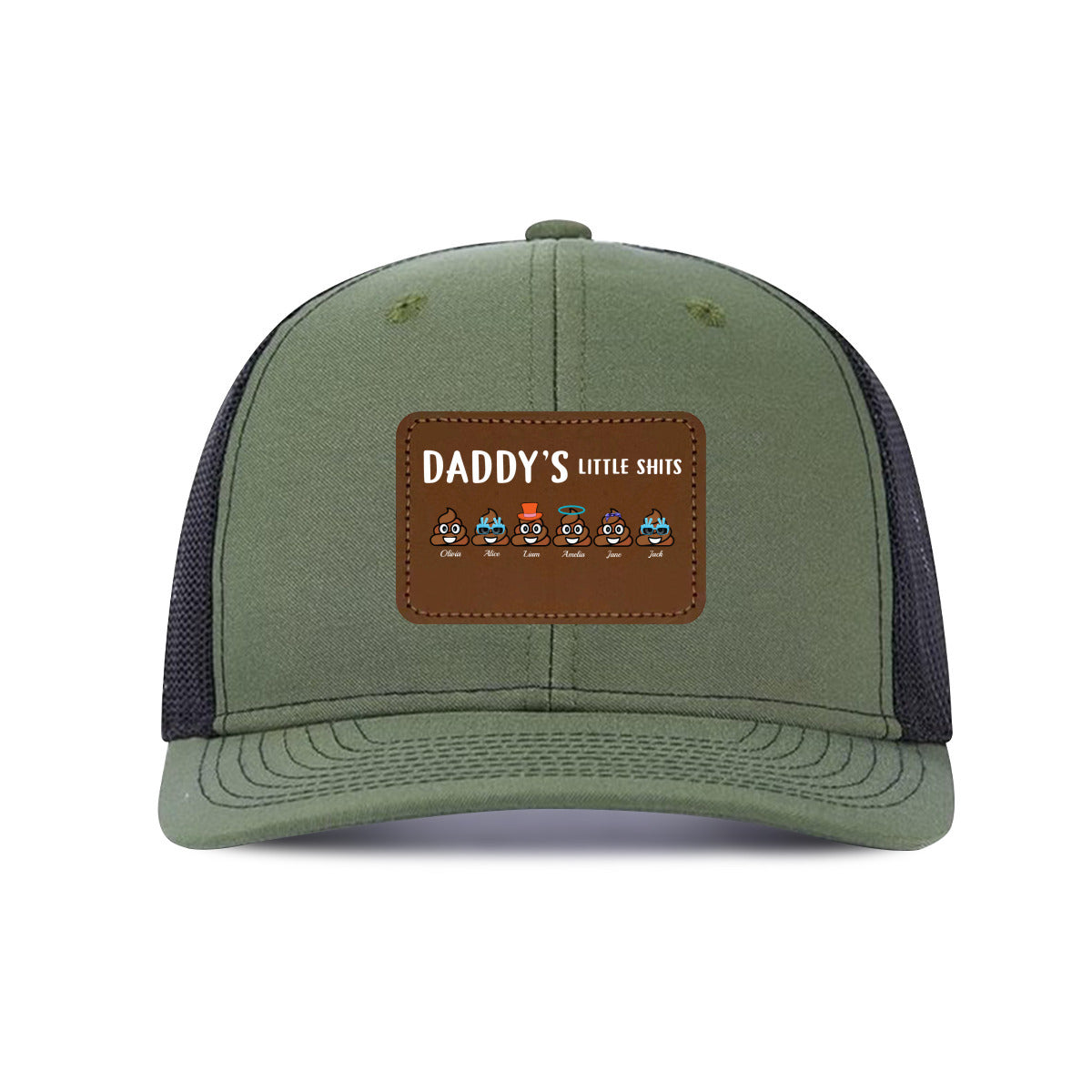 Dad's Little Shits- Custom Hats With Leather Patch For Dad From Kids