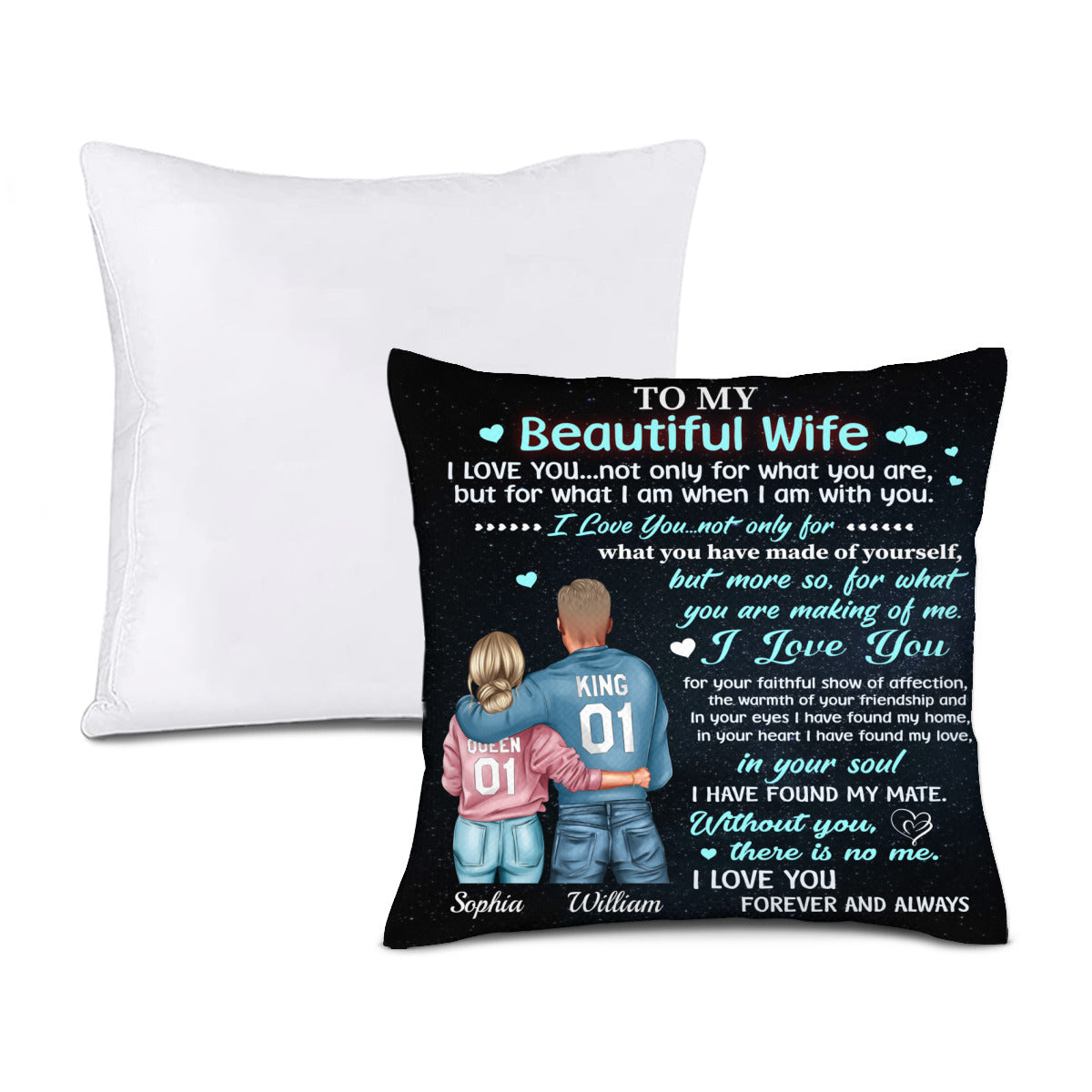 To My Beautiful Wife I Love You- Custom Pillow gift for Wife