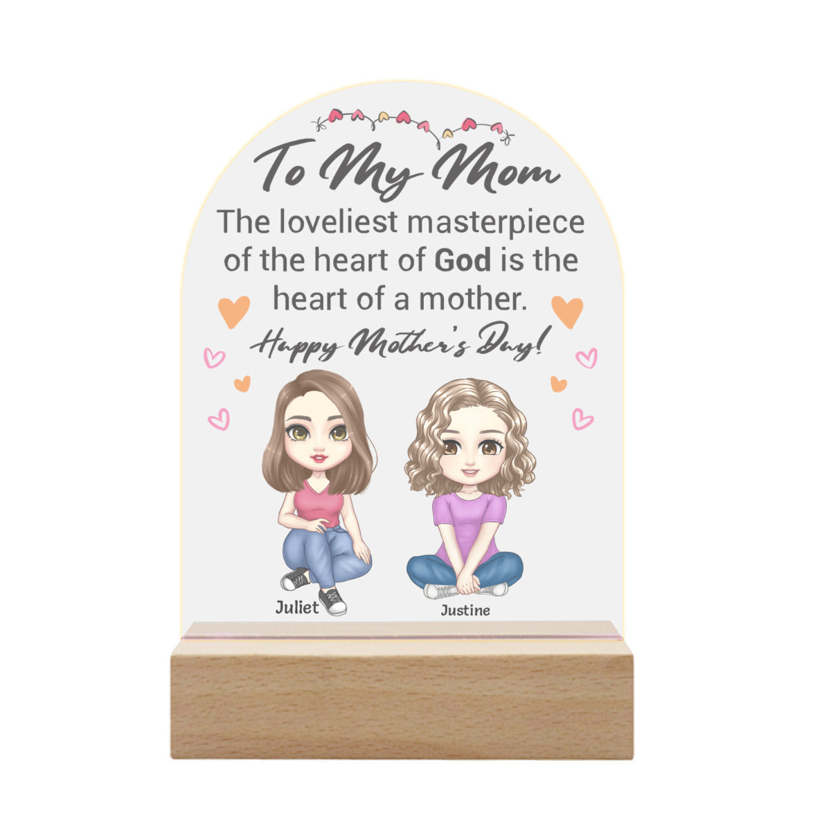 The Loveliest Masterpiece- Personalized Acrylic Plaque Night Light for Mom