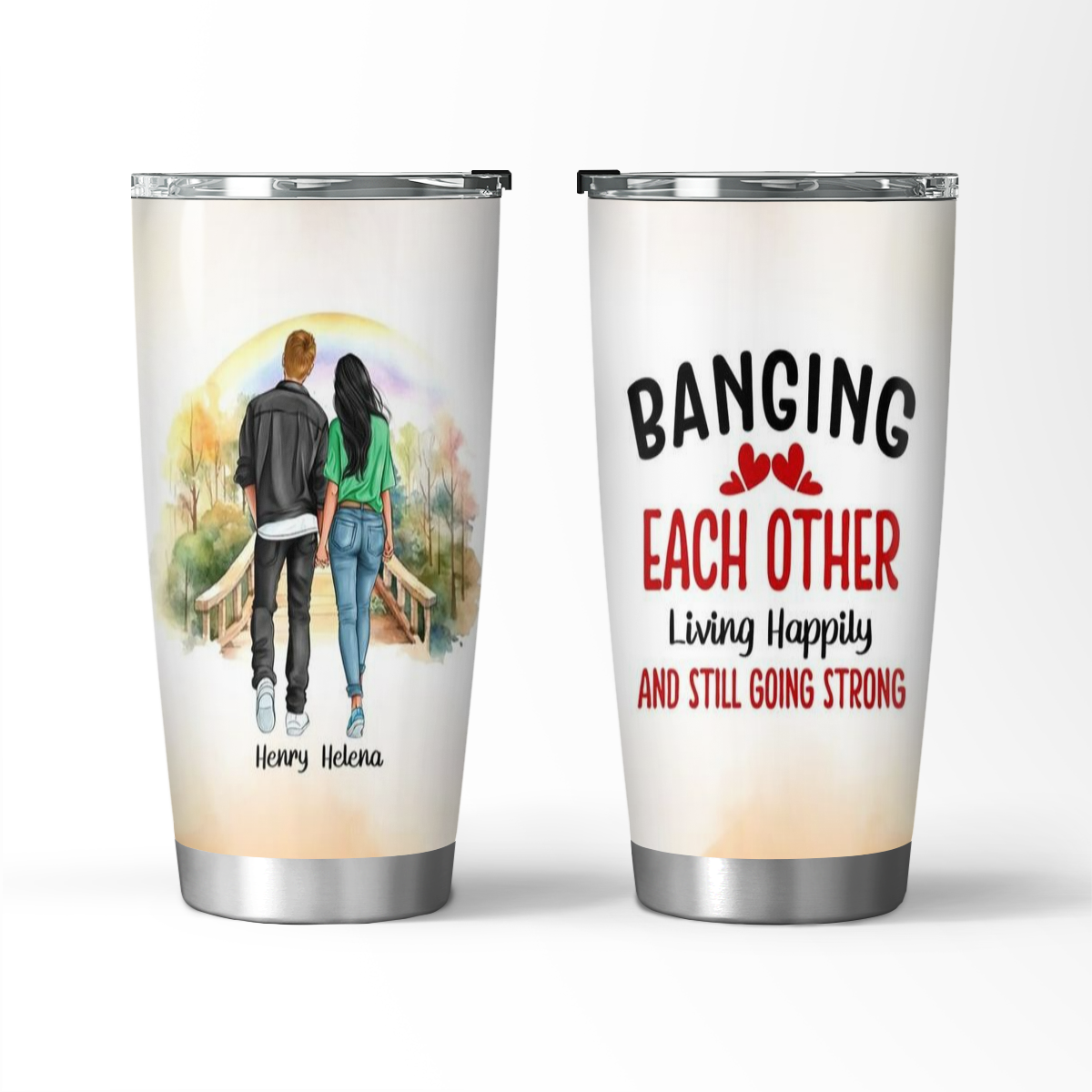 Golpeándose el uno al otro: vaso de regalo personalizado para amantes o parejas