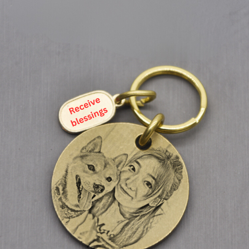 Custom Brass Keychain - Anti-Lost Creative Pendant - Pet, Couple, and Best Friend Memorial - Birthday Gift