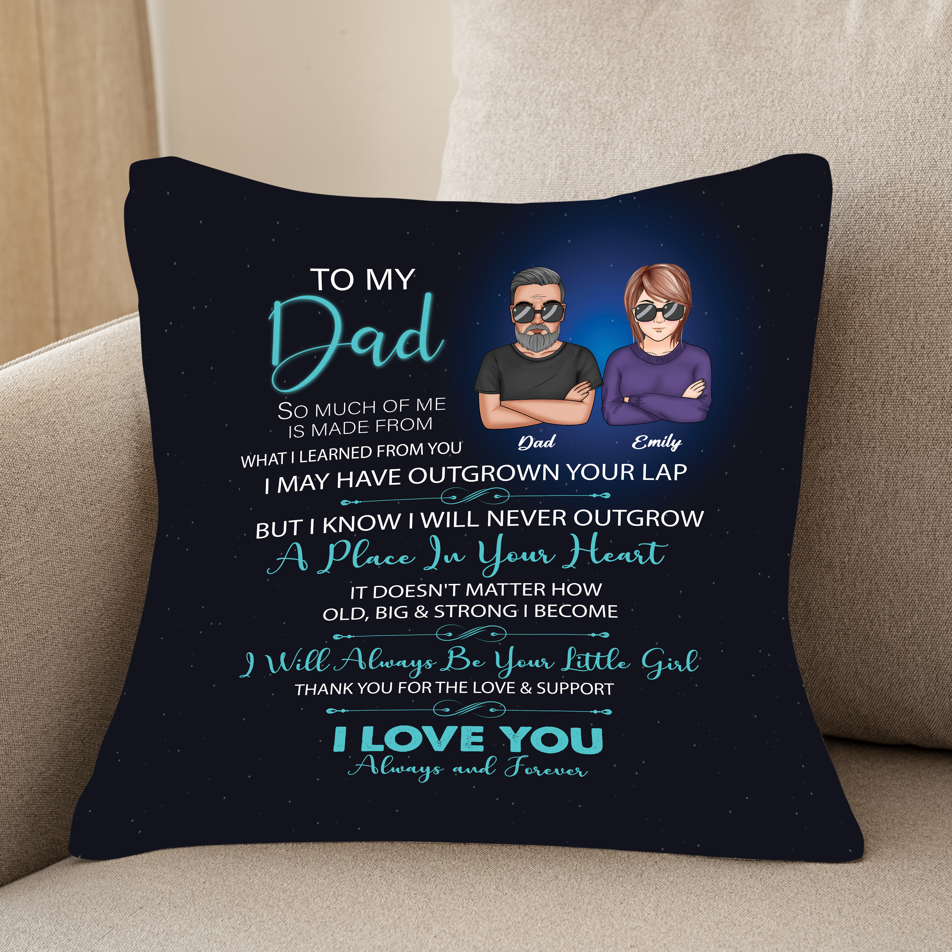 Custom Pillow for Dad from Daughter - The Perfect Personalized Gift