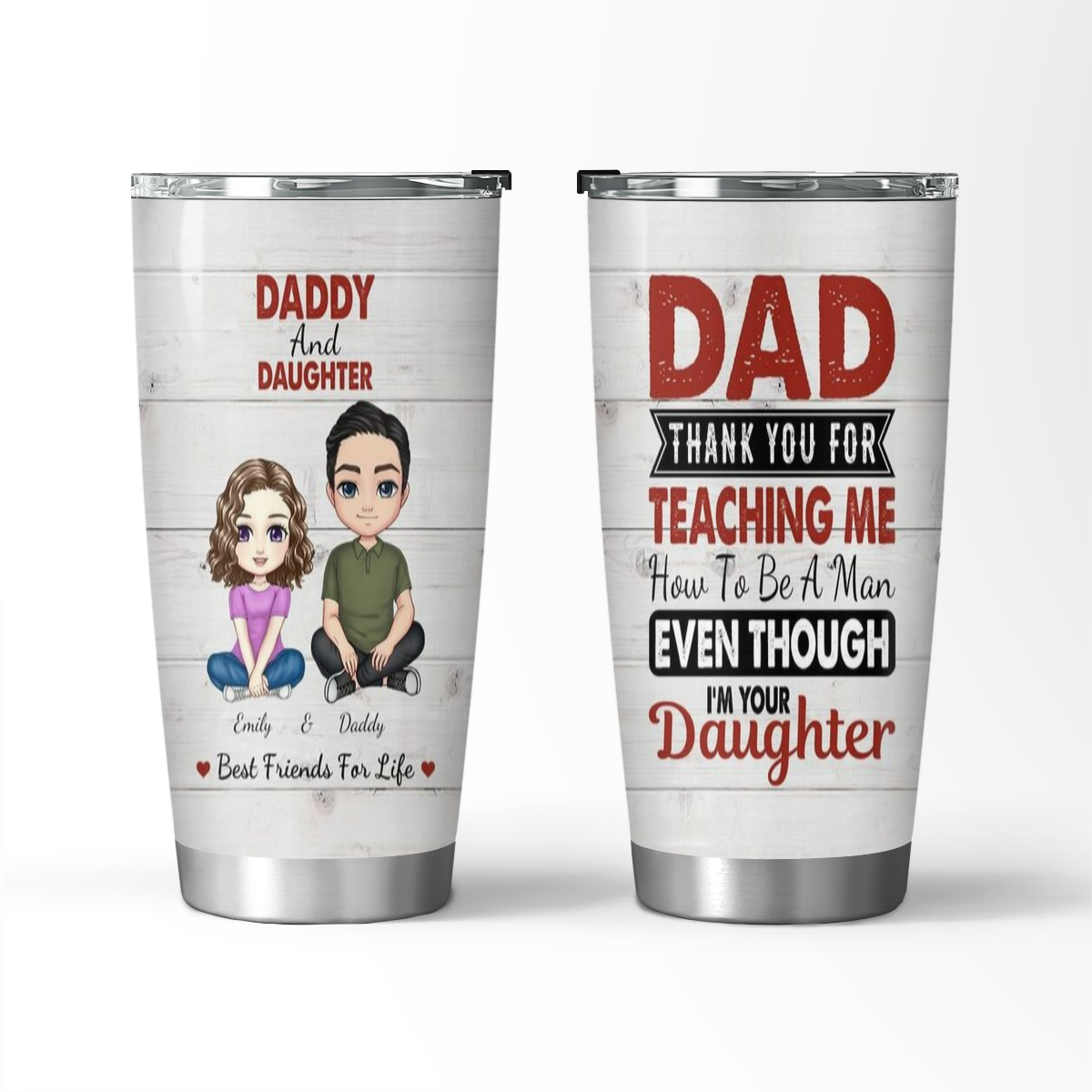 Papá e hija. Mejores amigos para toda la vida. Vaso personalizado para papá