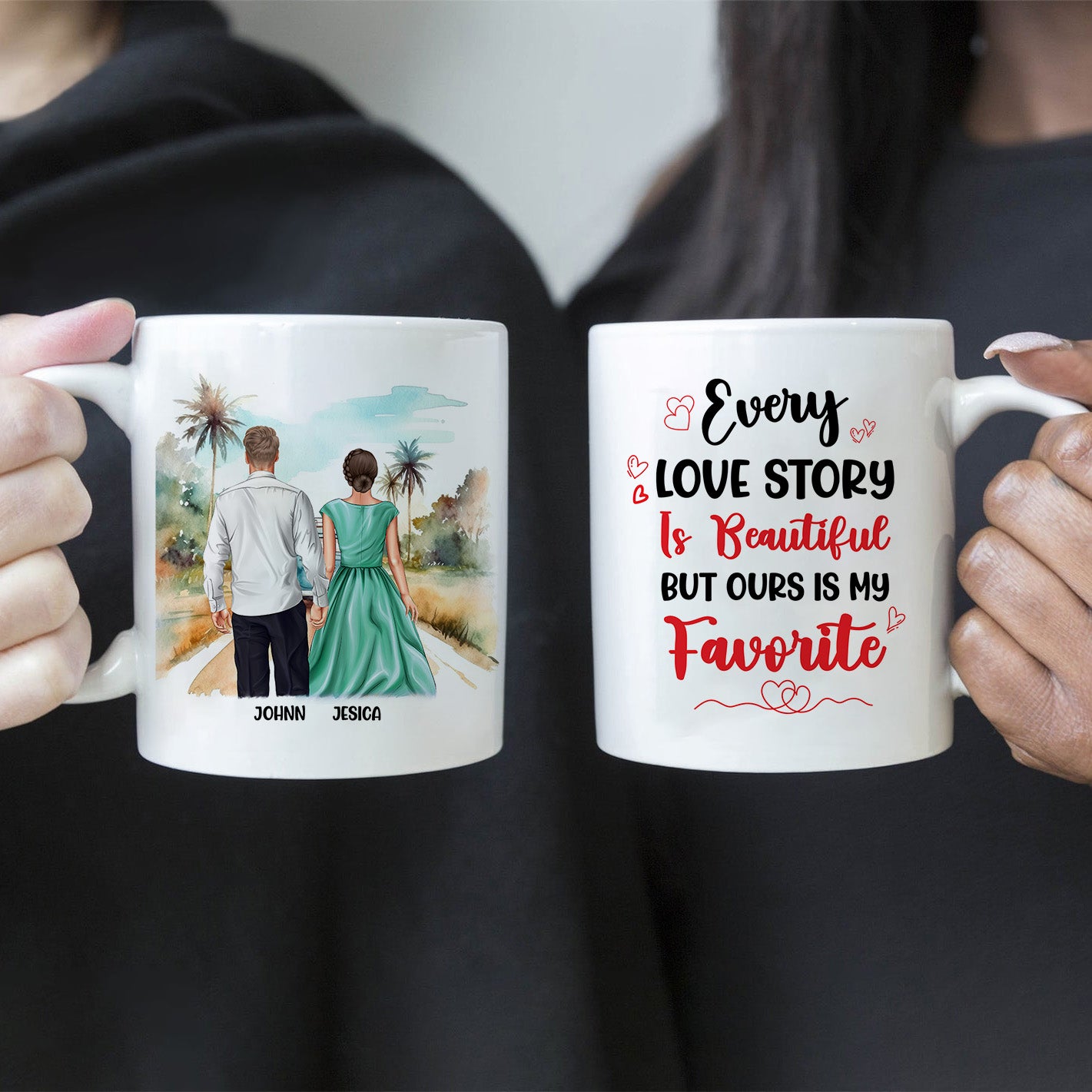 Toda historia de amor es hermosa: regalo de taza personalizado para pareja o amante