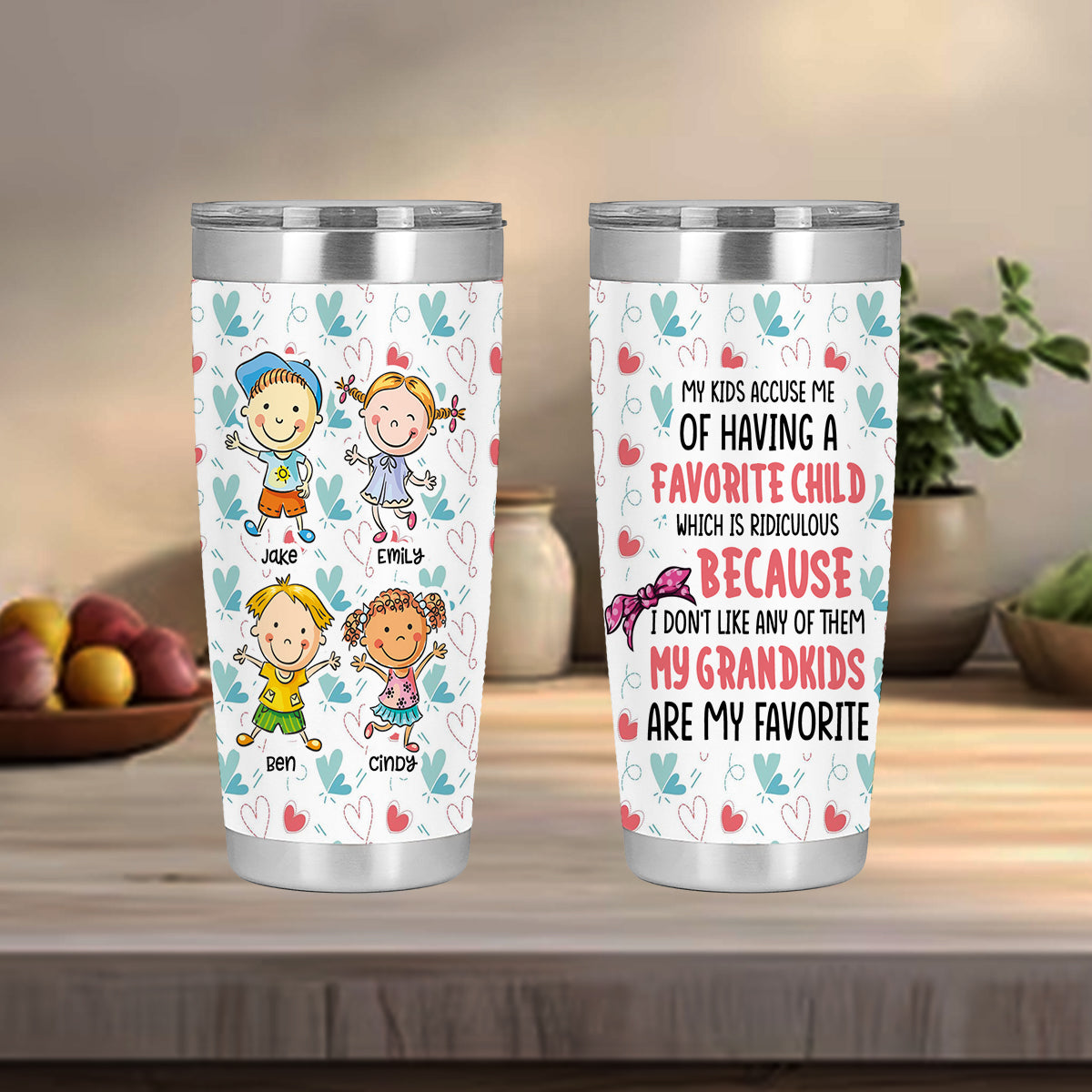 Mis nietos son mis favoritos: vaso personalizado para la abuela