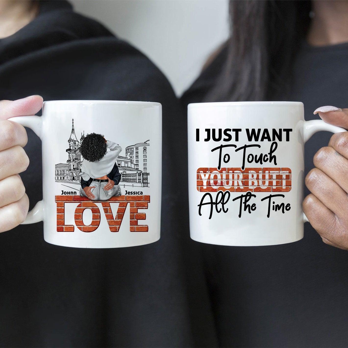 Solo quiero tocar tu trasero - Taza personalizada para parejas o amantes