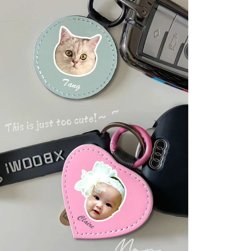 Llavero de cuero personalizado con tira colgante pequeña, soporte personalizado, foto de mascota, tesoro, ideas creativas para regalos personalizados