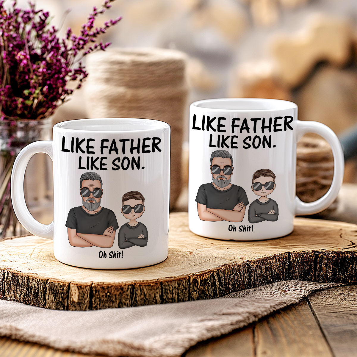 Tel père tel fils. Oh merde - Cadeau de tasse personnalisé de fils à papa