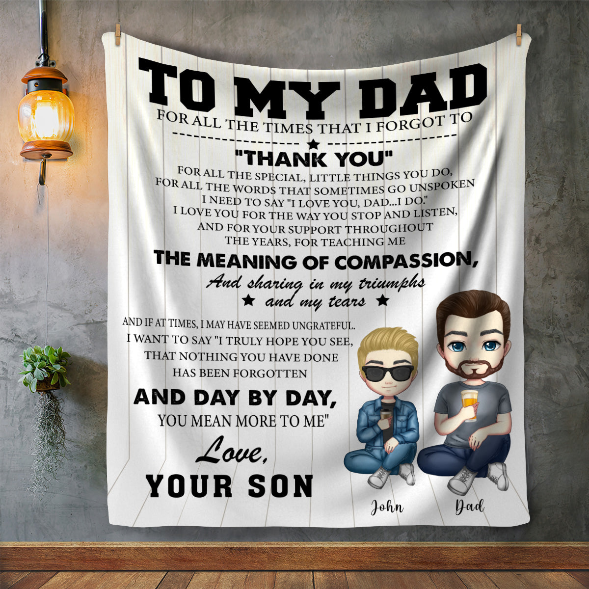 I Love You Dad You Mean More to Me- Personalized Blanket from Son to Dad