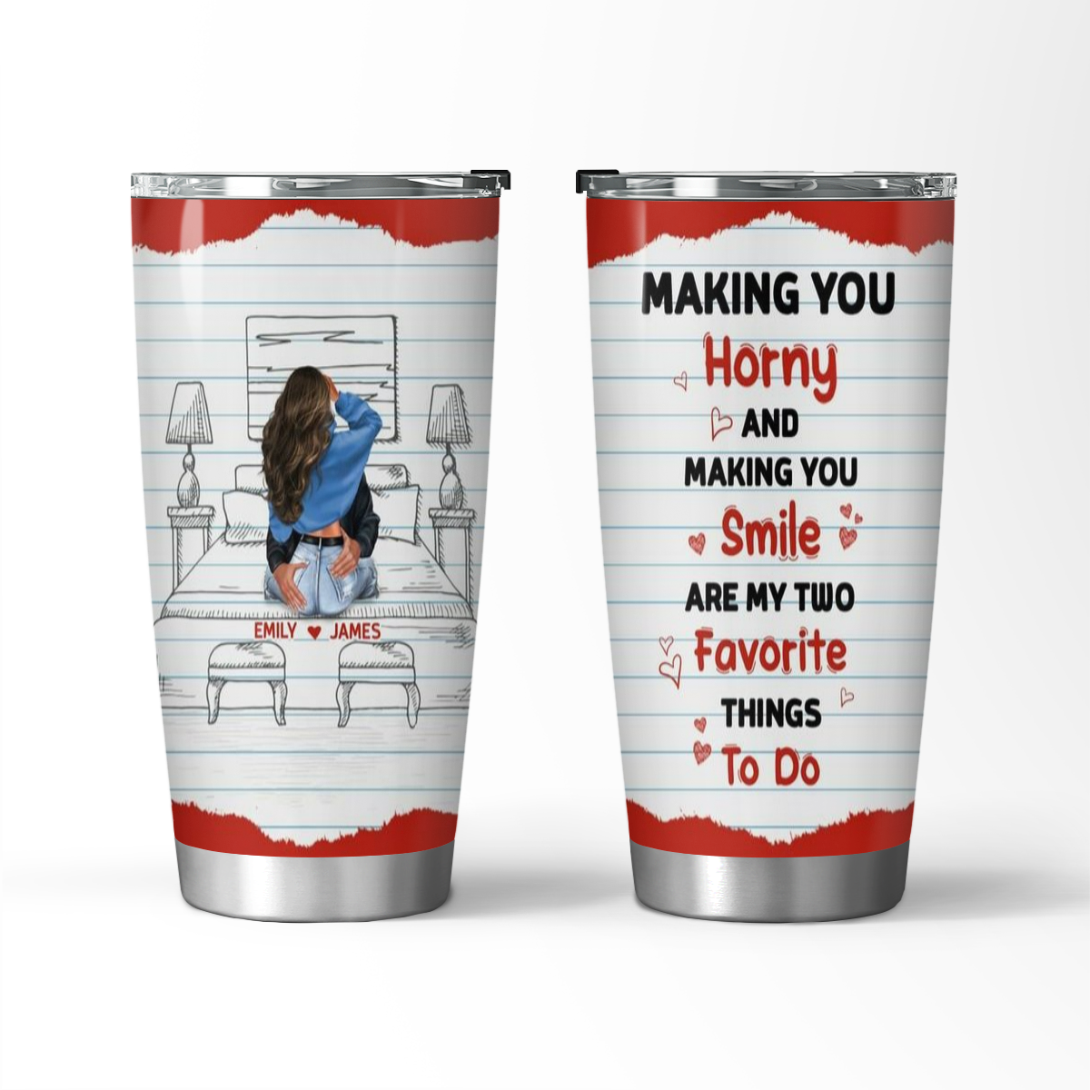 Mis dos cosas favoritas para hacer: vaso personalizado como regalo para esposa o novia