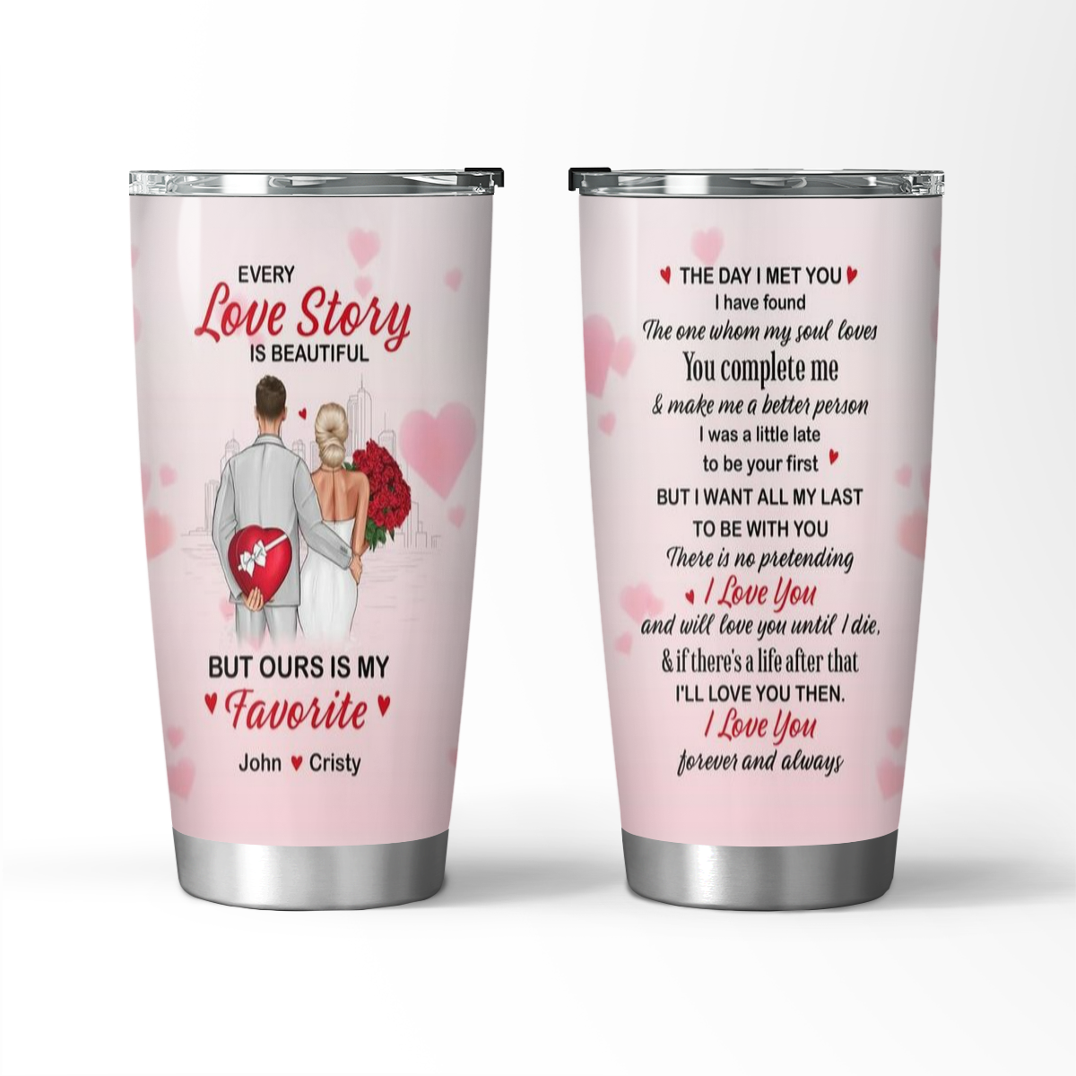 Out Love Story-Custom Anniversary or Wedding Tumbler for Couple or Lover