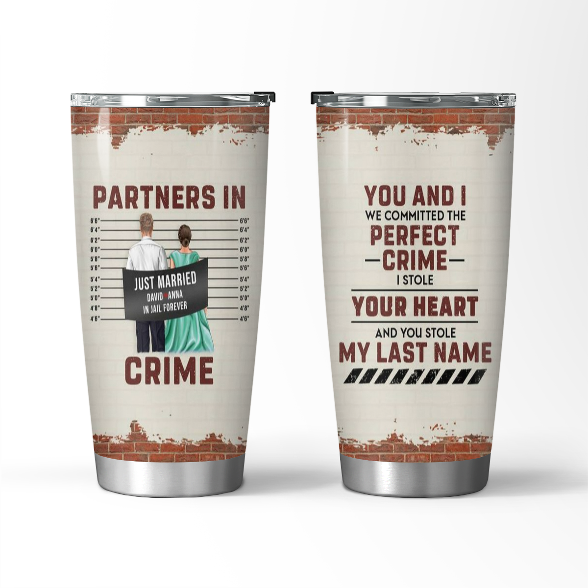 Partners in Crime: vaso personalizado para recién casados ​​y aniversarios