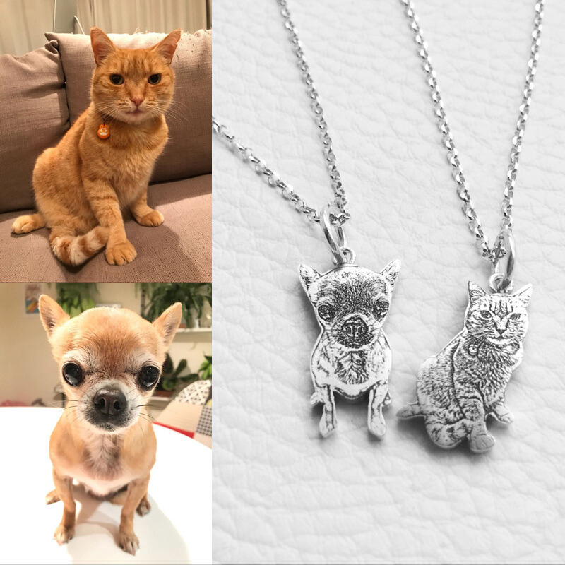 Collar personalizado con foto de mascota, colgante de cachorro, conejo y hámster, ideas para pulseras de dedo, joyería original de plata esterlina