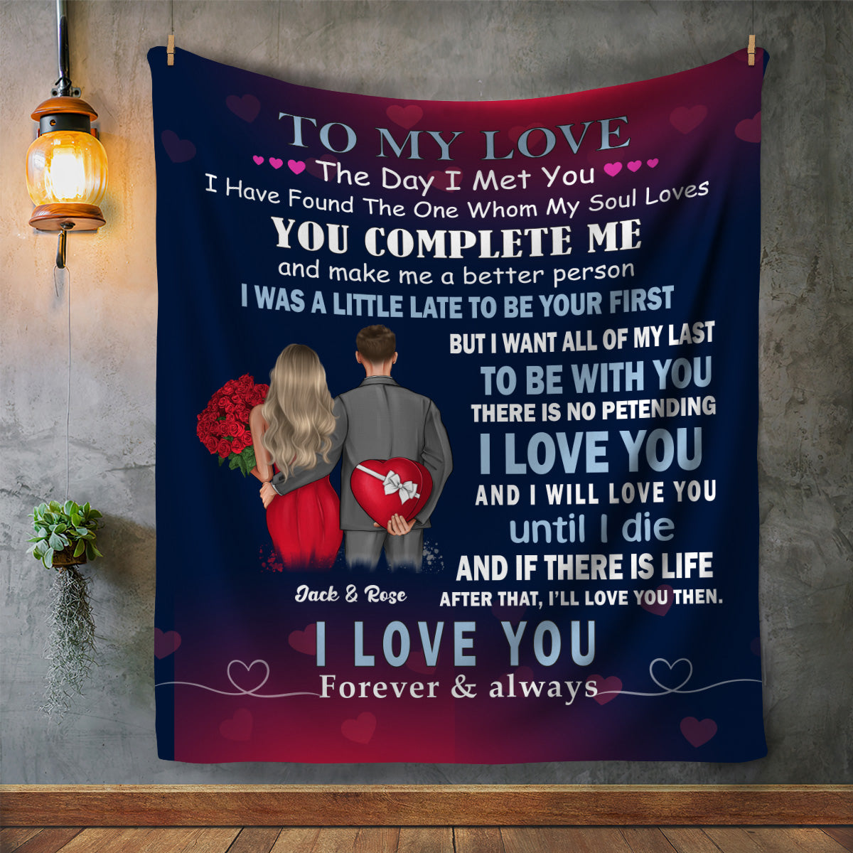 To My Love I Love You Forever- Custom Blanket for Couple or Lover