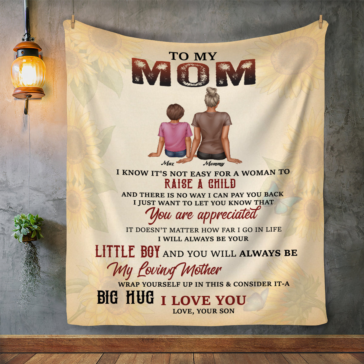 To My Mom I Love You From The Son- Personalized Flannel Blanket