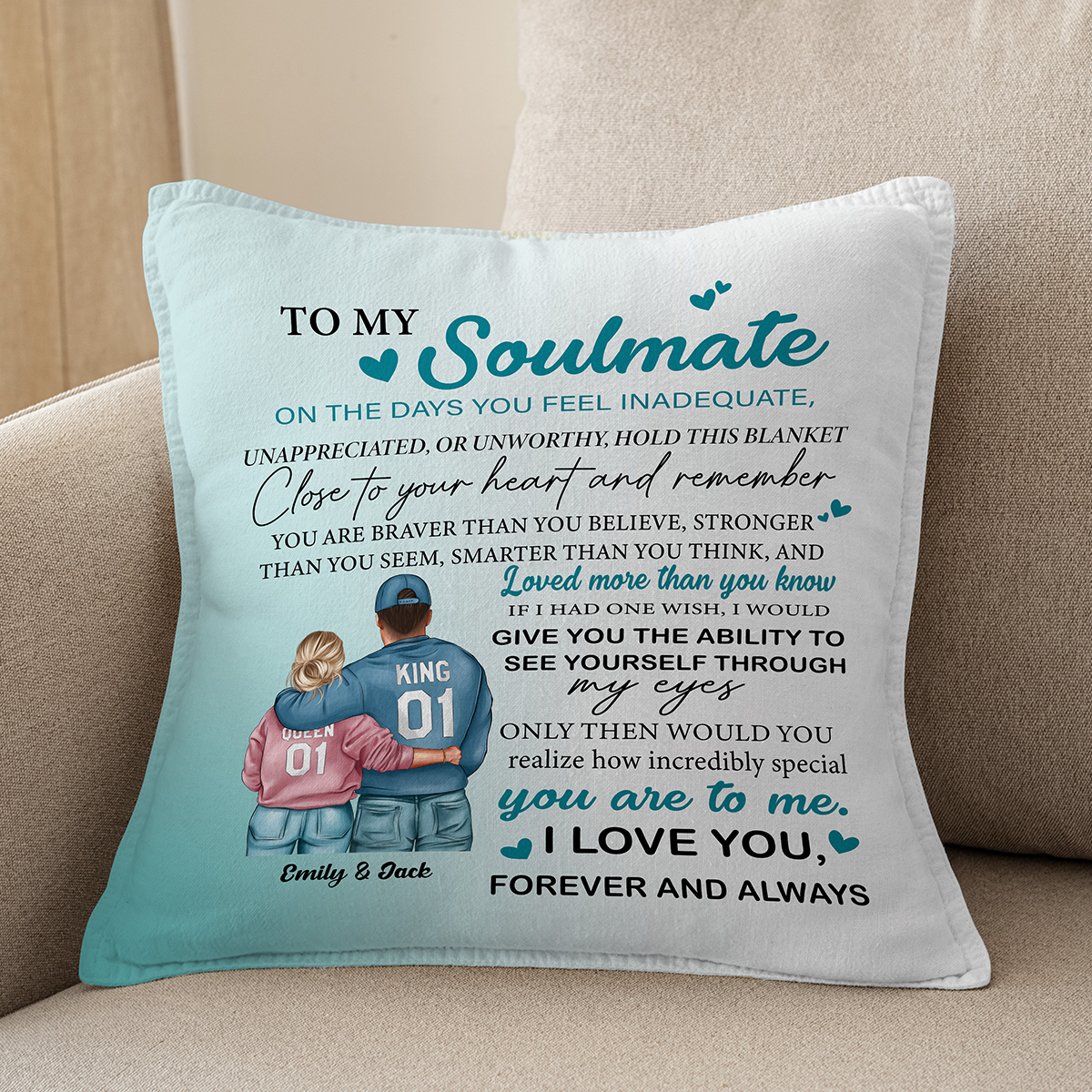 Para mi alma gemela, qué especial eres: almohada personalizada para pareja o amante