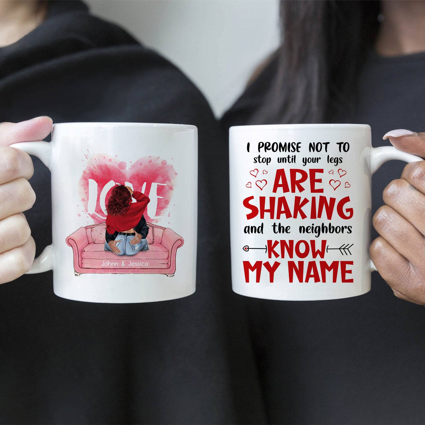 Hasta que te tiemblen las piernas: regalo de taza personalizado para parejas o amantes