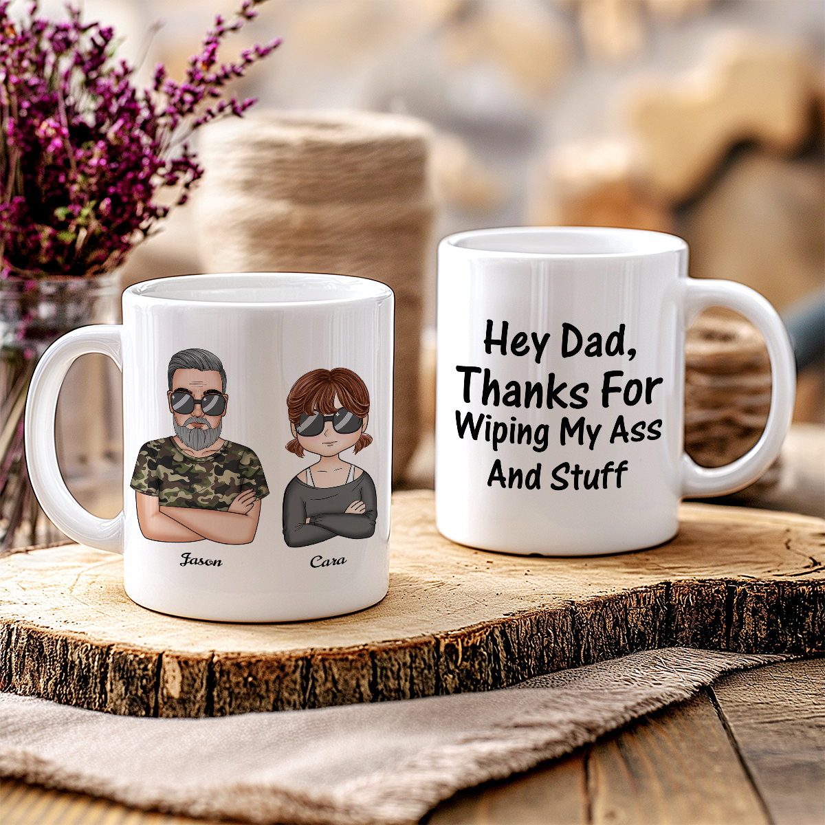 Hola papá, gracias por limpiarme el culo y esas cosas: taza personalizada para papá