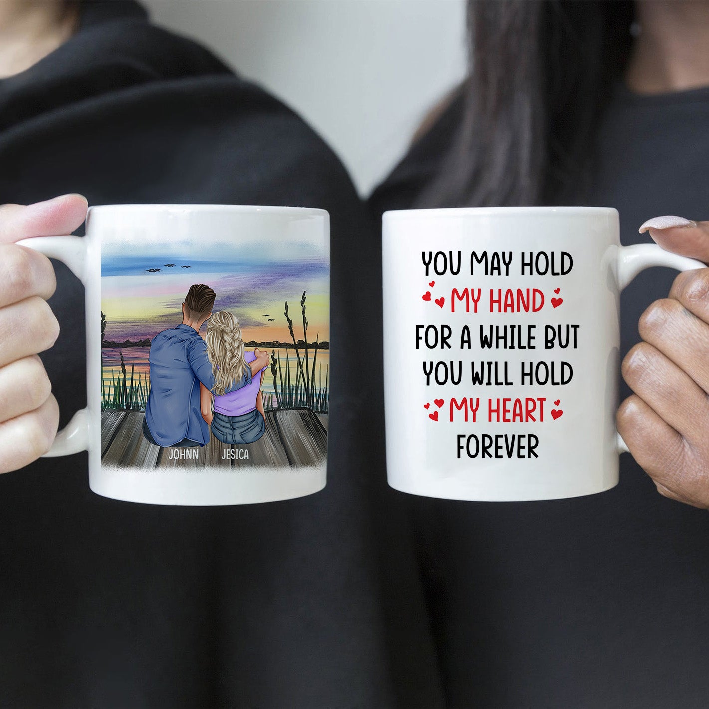 Sostendrás mi corazón por siempre: regalo de taza personalizado para parejas o amantes