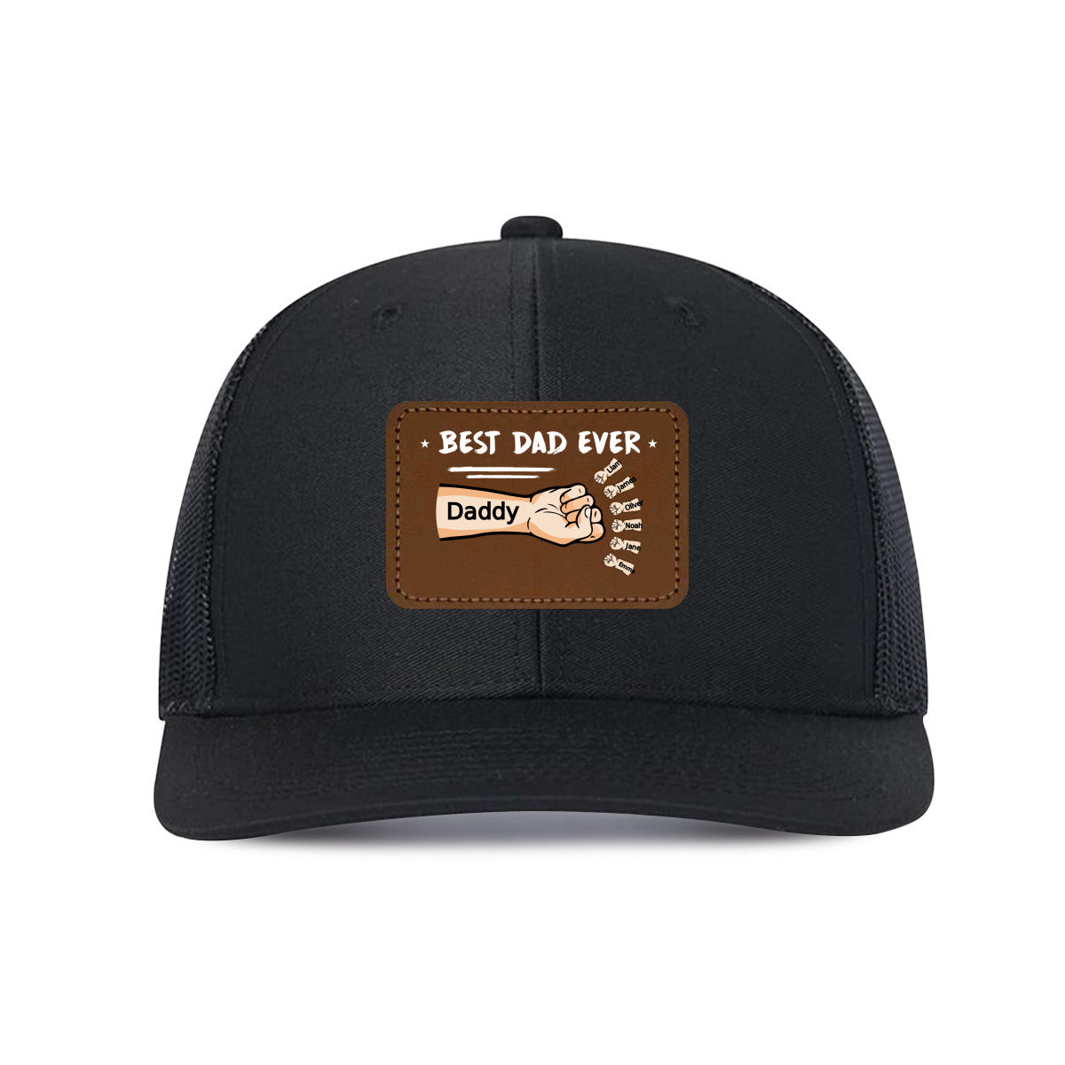 Best Dad Ever Fist Bump- Custom Hats With Leather Patch For Dad