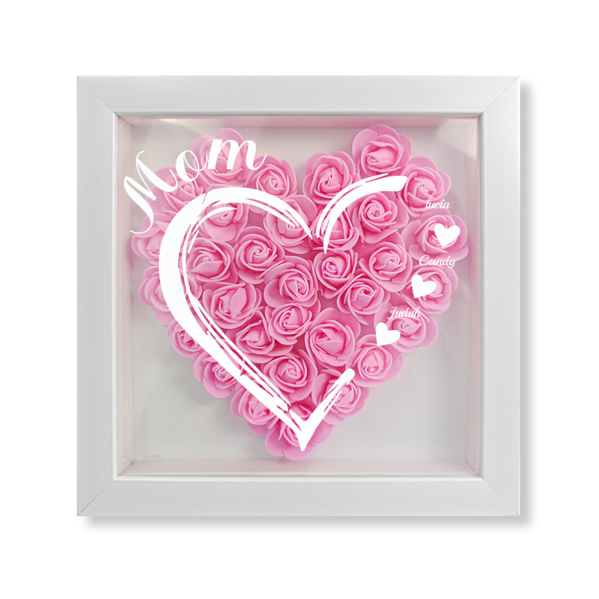 Mom Love Heart- Personalized Flower Shadow Box Best Gift for Mom