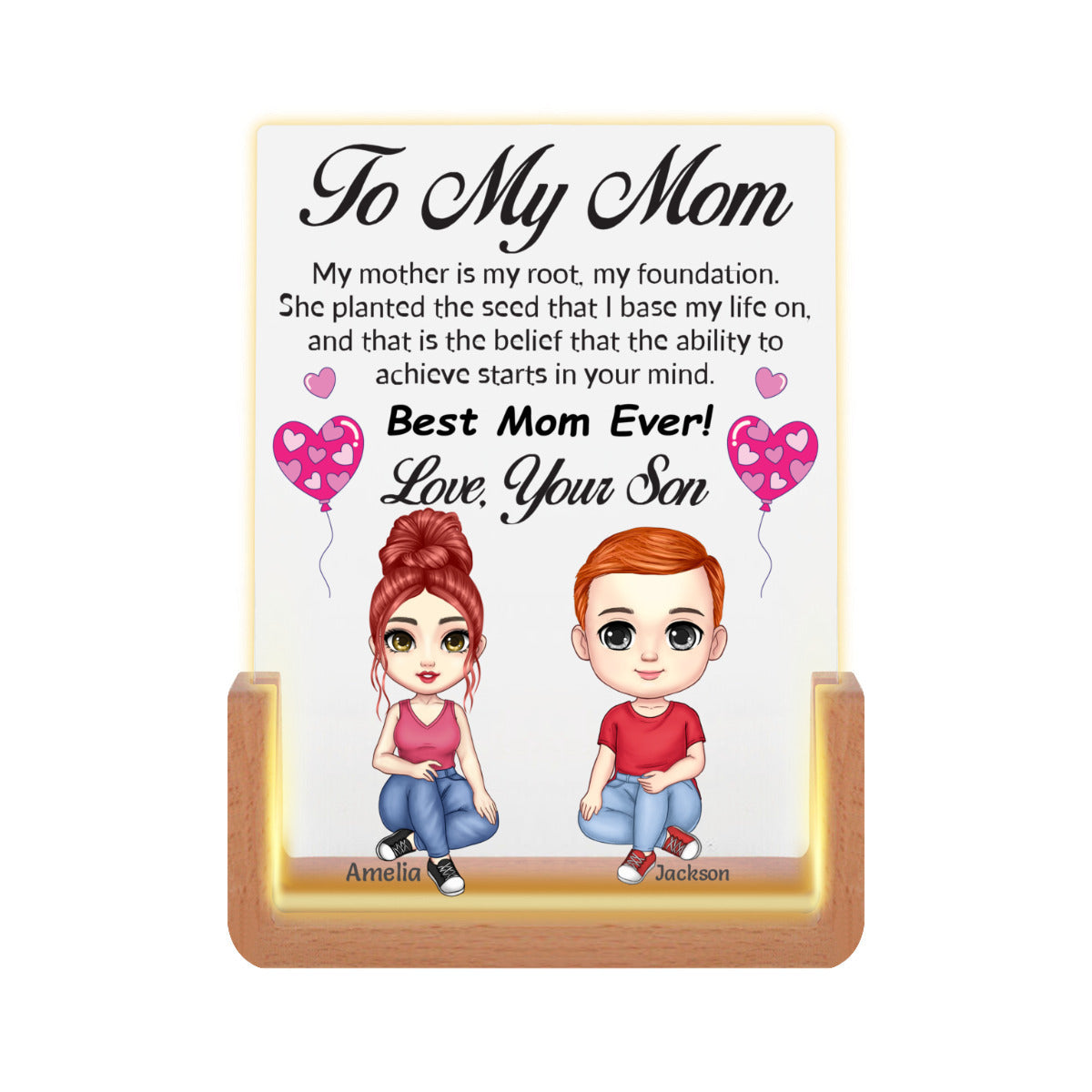 My Mother is My Root- Personalized Acrylic Plaque Night Light For Mom
