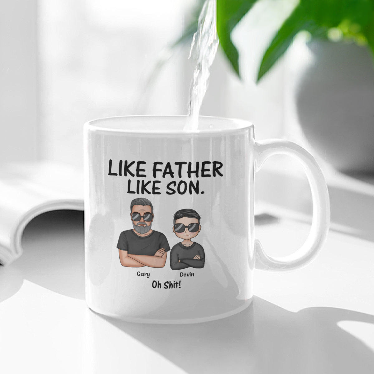 Tel père tel fils. Oh merde - Cadeau de tasse personnalisé de fils à papa