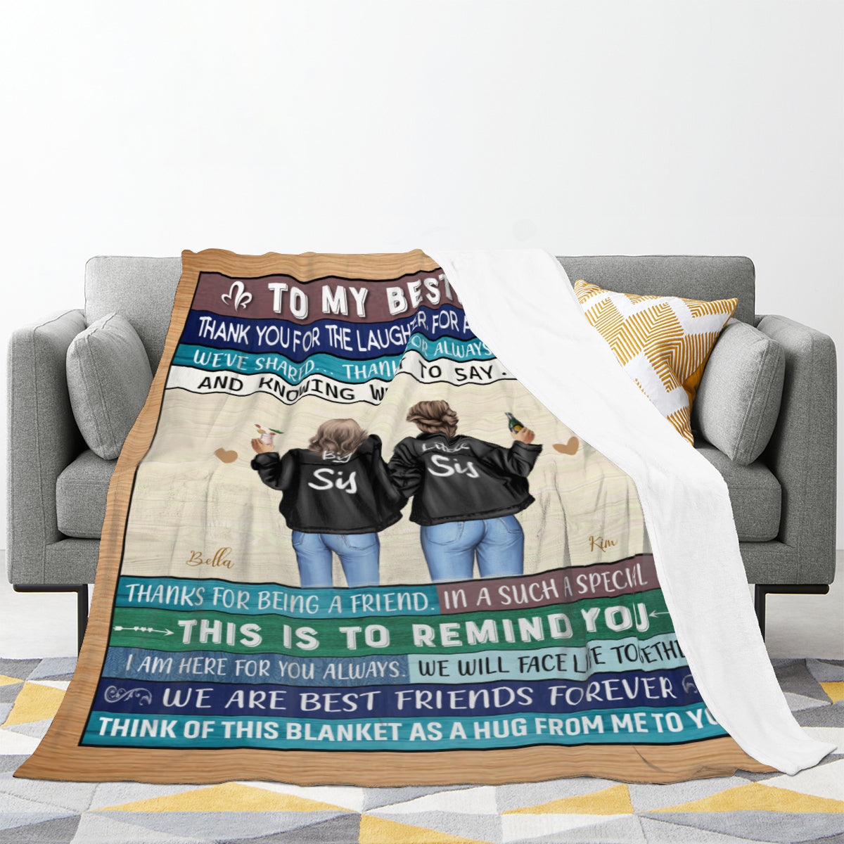 To My Bestie Thank You For The Laughter-Custom Blanket for Bestie