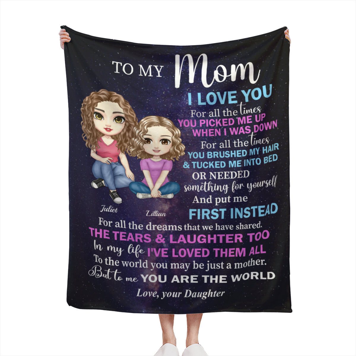 You Are the World to Me- Personalized Blanket From Daughter to Mom