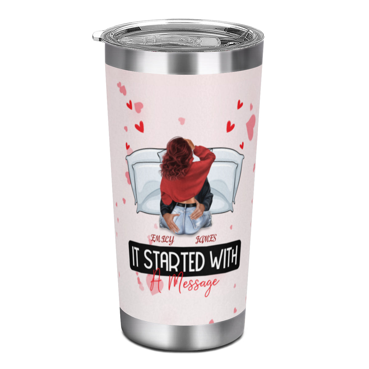 It Started With A Message-Custom Gift Tumbler for Wife or Girlfriend