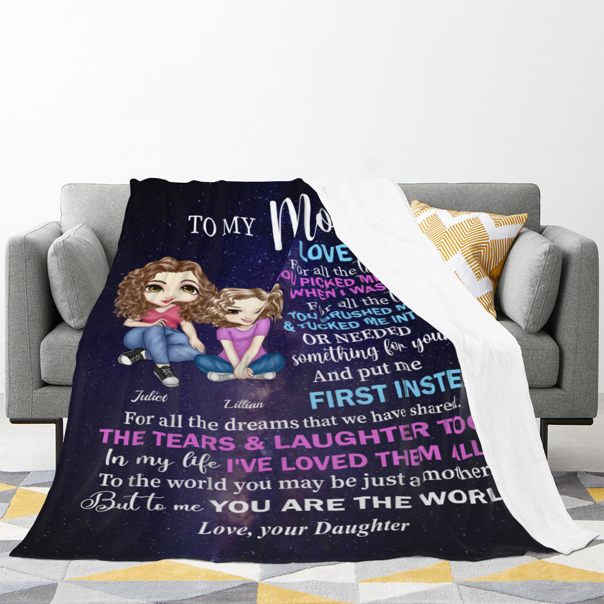 You Are the World to Me- Personalized Blanket From Daughter to Mom