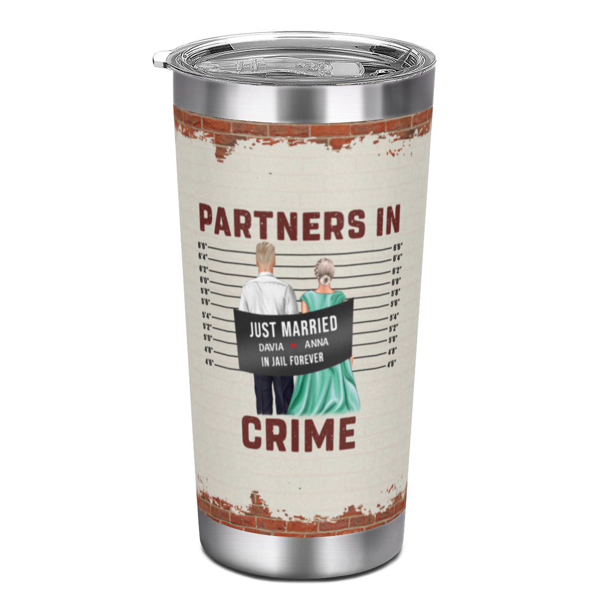 Partners in Crime: vaso personalizado para recién casados ​​y aniversarios