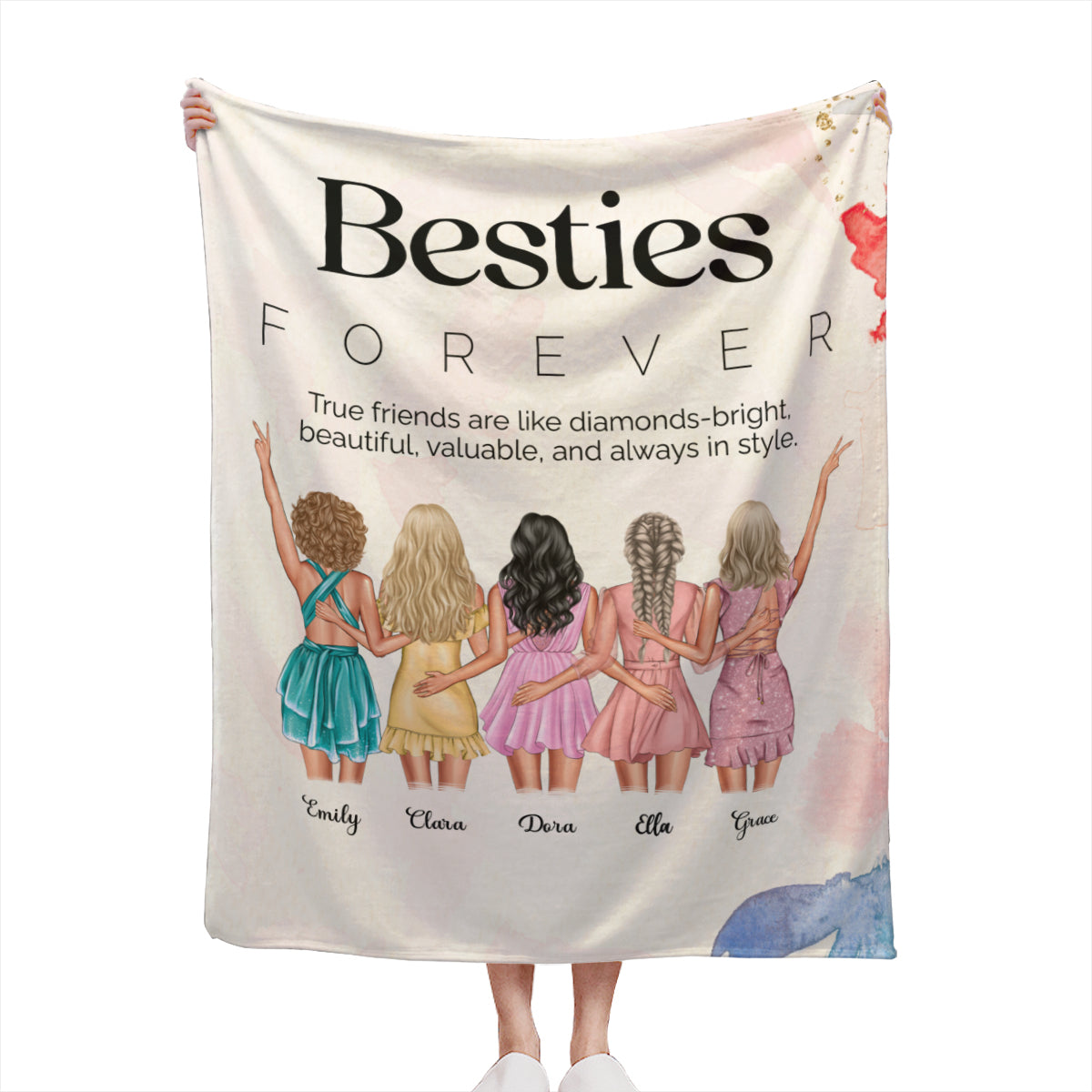 Besties Forever True Friends Are Like Diamonds-Photo Blanket for Besties