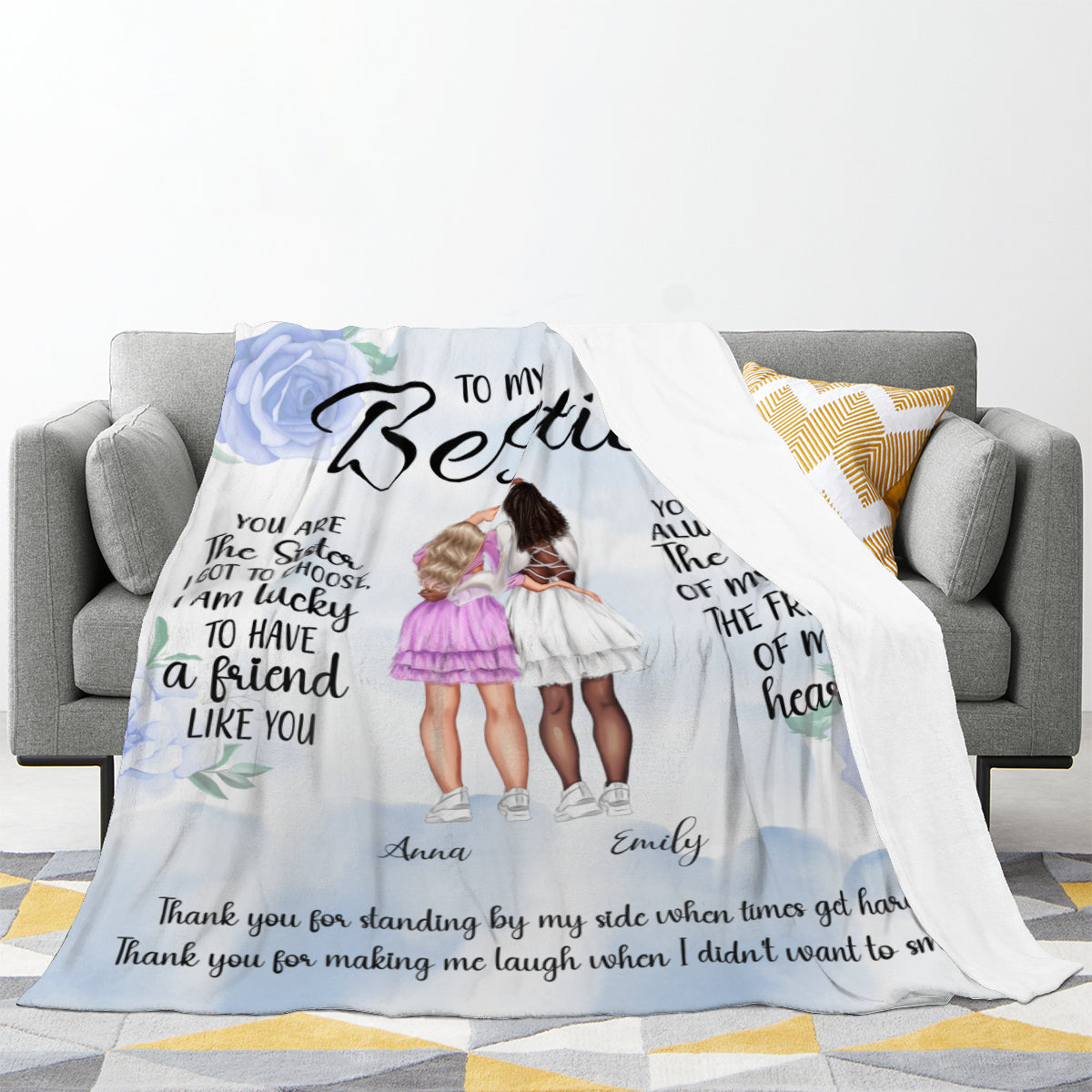 I am lucky to have a friend like you-Custom Blanket for Bestie