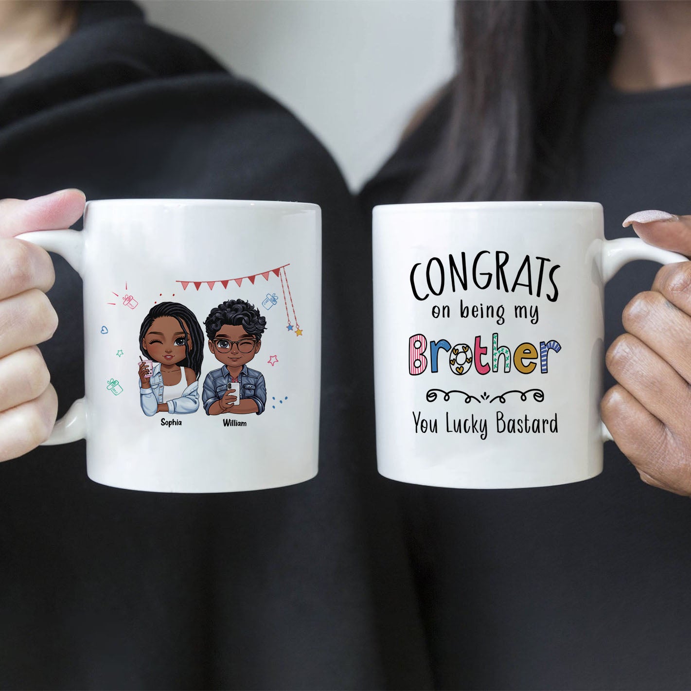 Felicitaciones por ser mi hermano - Tazas personalizadas para hermanos